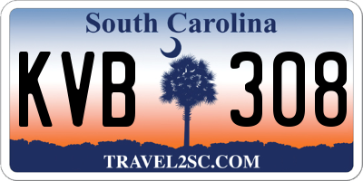 SC license plate KVB308
