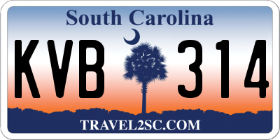 SC license plate KVB314