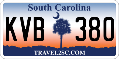SC license plate KVB380