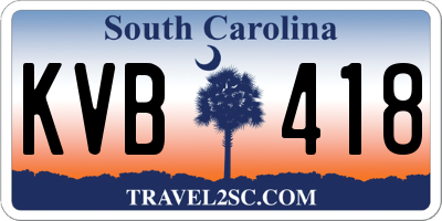 SC license plate KVB418