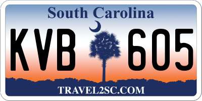 SC license plate KVB605