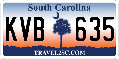 SC license plate KVB635
