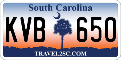 SC license plate KVB650