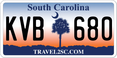 SC license plate KVB680