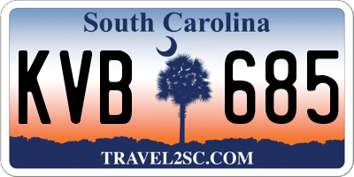 SC license plate KVB685