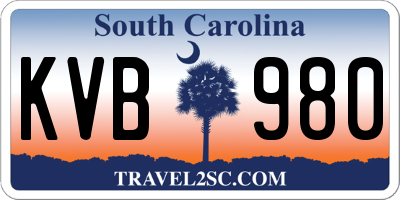 SC license plate KVB980