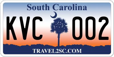 SC license plate KVC002