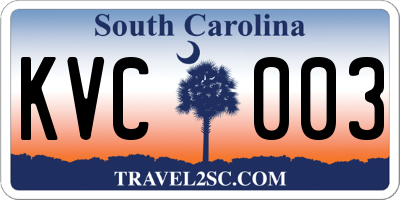 SC license plate KVC003