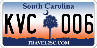 SC license plate KVC006