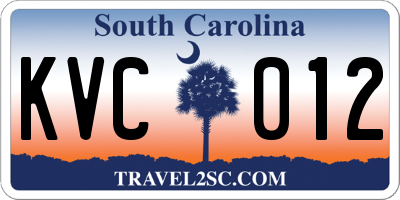 SC license plate KVC012