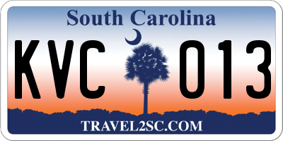 SC license plate KVC013