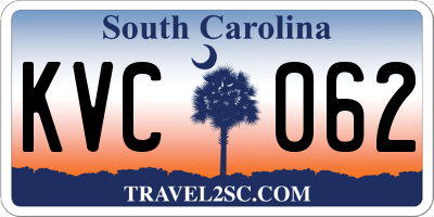 SC license plate KVC062