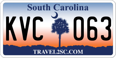 SC license plate KVC063