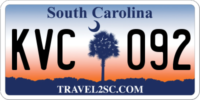 SC license plate KVC092