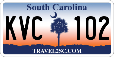 SC license plate KVC102