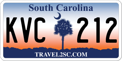 SC license plate KVC212