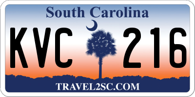 SC license plate KVC216
