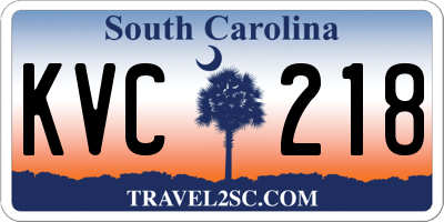 SC license plate KVC218