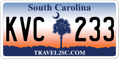 SC license plate KVC233