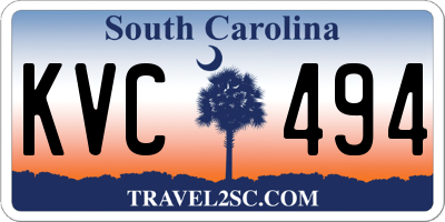 SC license plate KVC494