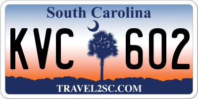 SC license plate KVC602