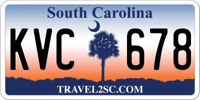 SC license plate KVC678