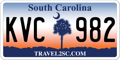 SC license plate KVC982