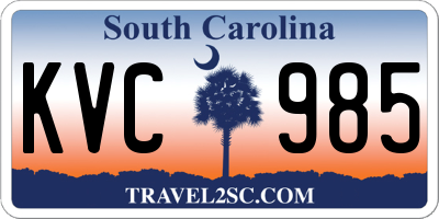 SC license plate KVC985