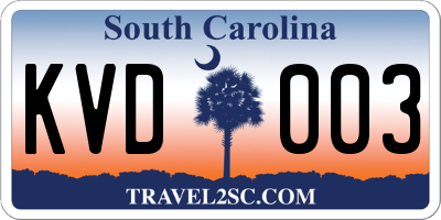 SC license plate KVD003