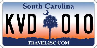 SC license plate KVD010