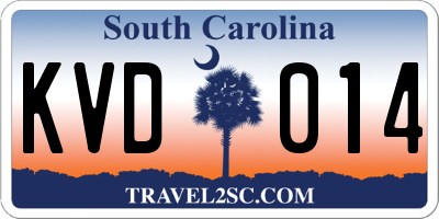 SC license plate KVD014