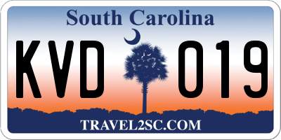 SC license plate KVD019