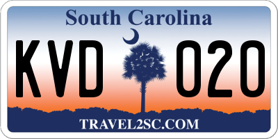 SC license plate KVD020