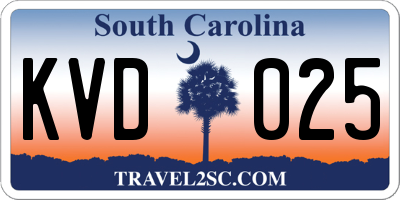 SC license plate KVD025