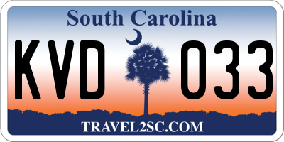 SC license plate KVD033