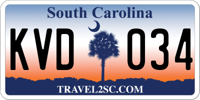 SC license plate KVD034