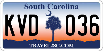 SC license plate KVD036