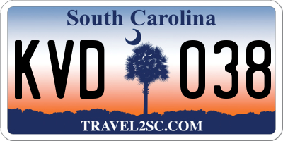 SC license plate KVD038