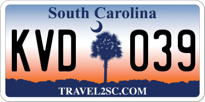 SC license plate KVD039