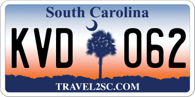 SC license plate KVD062