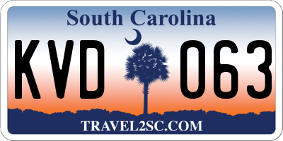 SC license plate KVD063