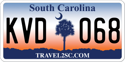 SC license plate KVD068