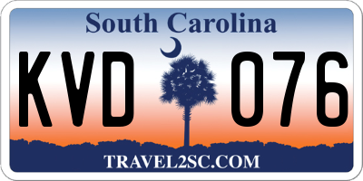 SC license plate KVD076