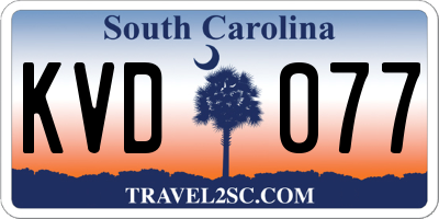 SC license plate KVD077