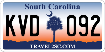 SC license plate KVD092