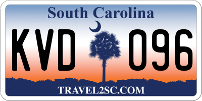SC license plate KVD096