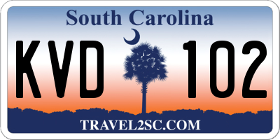 SC license plate KVD102