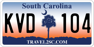 SC license plate KVD104