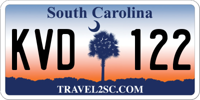 SC license plate KVD122