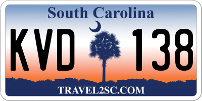 SC license plate KVD138